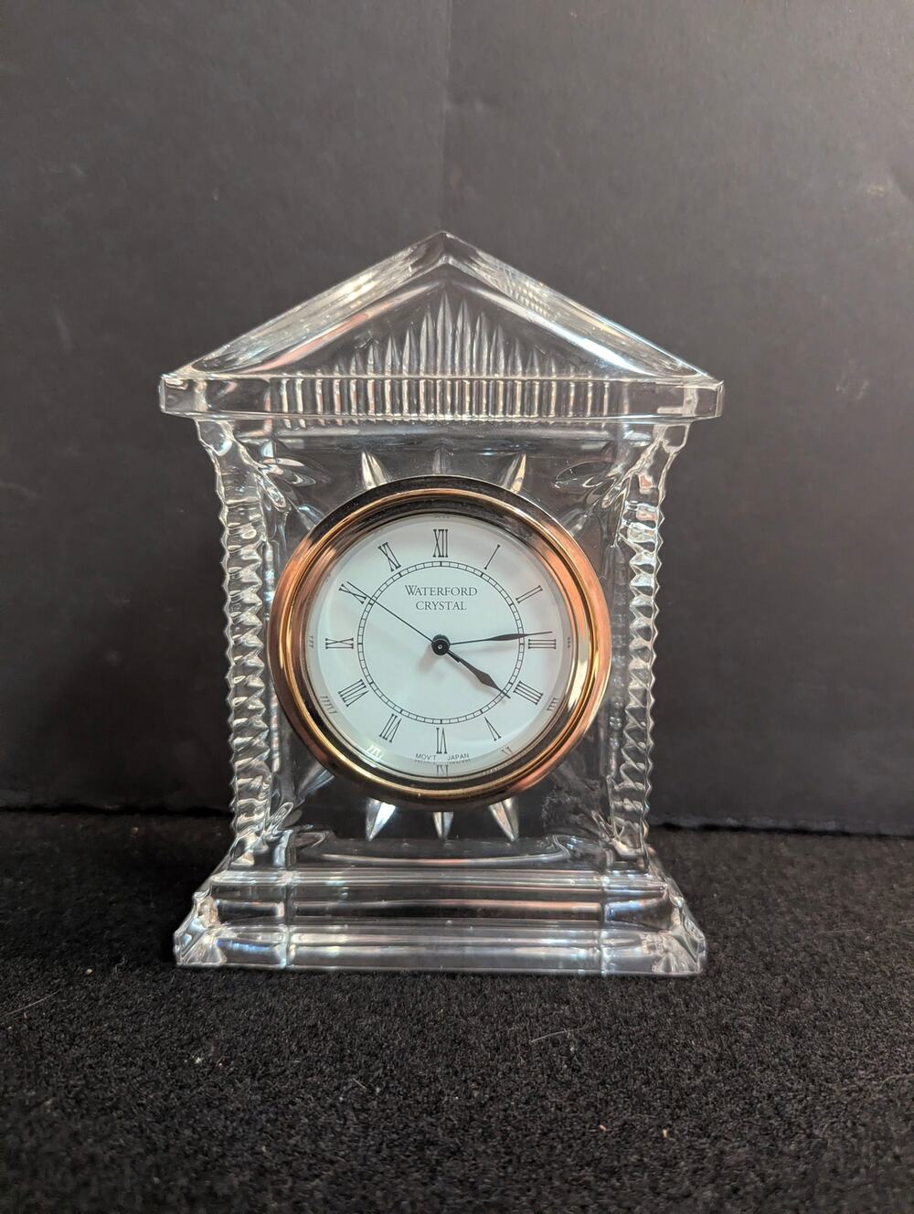 Vintage Waterford Crystal Grecian Desk Clock Roman Numerals Quartz